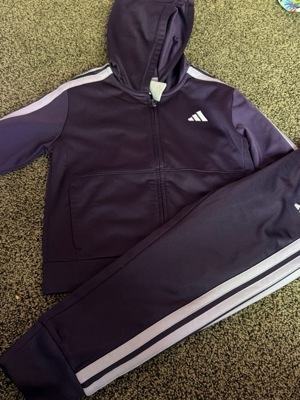 adidas Girls Purple and Light Pink Track Hoodie & Pants Set